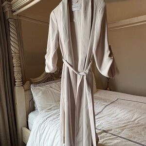 Babaton Long Satin Robe in Light Beige